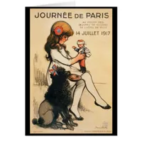 1917 Paris Child and Poodle Propaganda Poster Cards