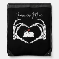 Mine, Valentines Day Classic - Skeleton Hands Hear Drawstring Bag