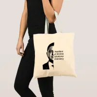 Ukraine President Zelenskyy Half Portrait B&W Art Tote Bag