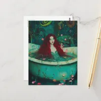 Red Haired Mermaid in a Bathtub Postcard