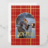 Red & Gold Gingham Christmas Holiday Photo