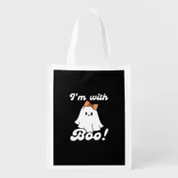 Im With Boo Funny Retro Style Grocery Bag