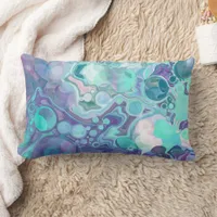 Pretty Purple and Blue Abstract Faux Marble Lumbar Pillow