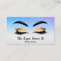 *~* BLUE - PURPLE Lashes Extensions Brows Girly Business Card
