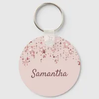 Rose gold shiny stars copper girly pastel pink keychain