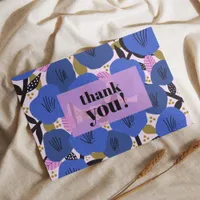 Floral Pattern Blue Thank You Postcard