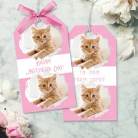 Cute Cat Lovers Personalized Photo Pattern Pink Gift Tags