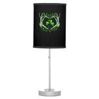 Skeleton Hand Heart Shamrock St Patricks Day Paddy Table Lamp