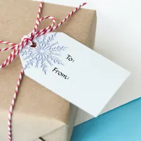 Blue Snowflake on White Christmas Holiday Gift Tags