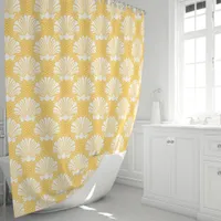 Yellow & White Seashell Shower Curtain