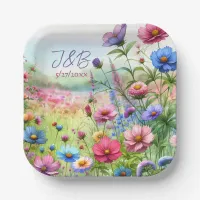 Personalized Floral Wedding Personalized Paper Plates