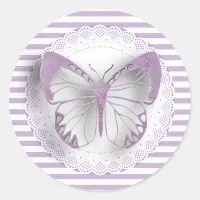 Purple Striped butterfly Stickers