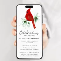 Red Cardinal Bird Funeral Digital Evite Invitation