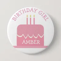 Personalized Polka Cake  Birthday Girl Button