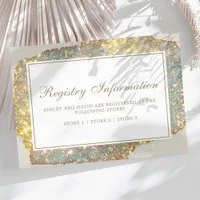 Iridescent Glitter Wedding Registry Information Enclosure Card