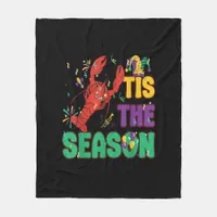 Funny Tis The Season Mardi Gras Crawfish Fleece Blanket