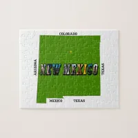 New Mexico Map Outline Photo Text Jigsaw Puzzle