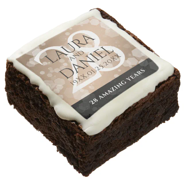 Elegant 28th Linen Wedding Anniversary Celebration Brownie