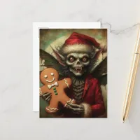 Scary Christmas Vampire Fairy With Gingerbread Postcard