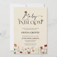 Baby in Bloom Beige Wildflower Baby Shower  Invitation