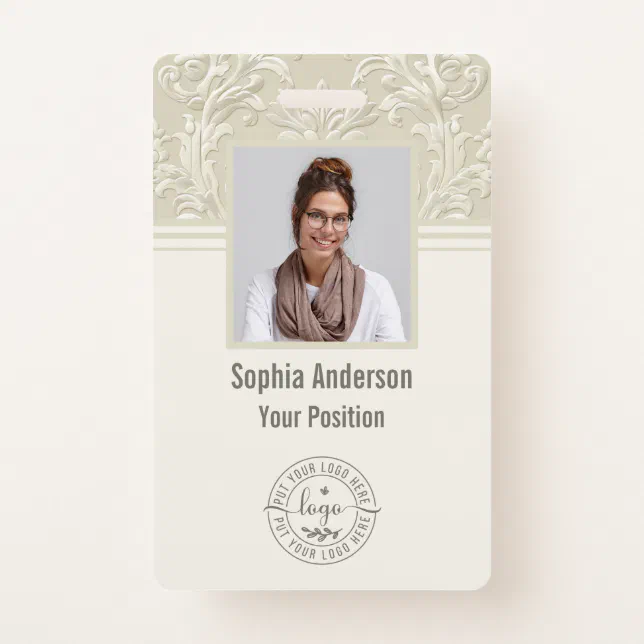 Custom Employee Photo Company QR Code Classic  Badge