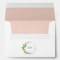 Rose Gold and Blush Greenery Wedding Monogram Envelope