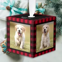 Custom Red Buffalo Plaid Dog Puppy 3 Pet Photo Cube Ornament