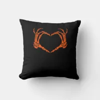 Skeleton Hand Heart Sign Costume Halloween Design Throw Pillow