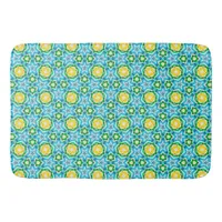 Yellow Green Blue Abstract Bath Mat