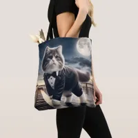 Cute Cat Pawdigy Plays a Moonlight Sonata Tote Bag