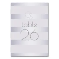 Table Card | Violet Silver Shimmer Stripe Monogram