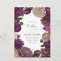 Mocha Plum, Berry Clay & Silk Taupe Wedding Invitation