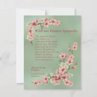 Cherry Blossoms in Pink and Teal Sympathy Card