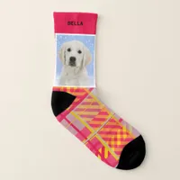 Colorful Cute Festive Plaid Your Dog Photo Name Socks