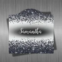 Monogrammed Name Black Glitter on White | Door Sign