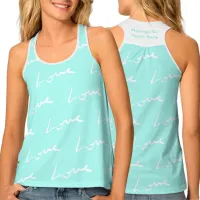 Love Script Pattern | Mint Green Tank Top