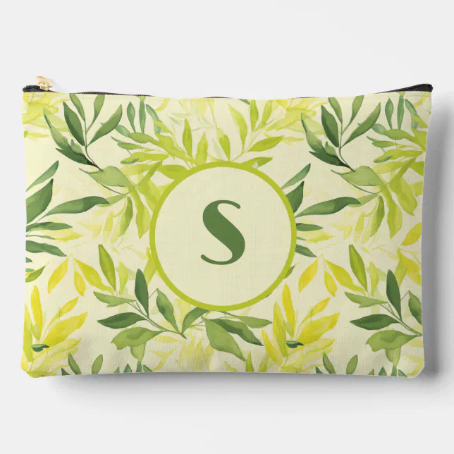 Lime Green Leaves Print Cut Sew Bag