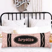 Rose Gold Glitter Crayon Custom Name Body Pillow