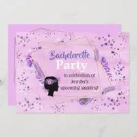 Bachelorette Party Head Silhouette Lilac Tones Invitation