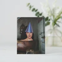 Surreal Party woman rustic copper bathtub collage Postcard
