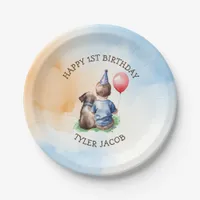 Personalized Boy's First Birthday  Paper Plates