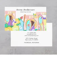 House Cleaning Home Services Watercolor Colorful Business Card