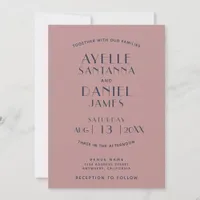 Simple Clean Minimal Blush Navy Wedding Invitation