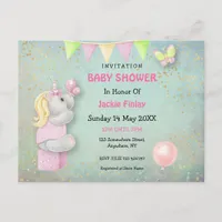 Cute Unicorn/Butterflies Baby Shower Invitation Postcard