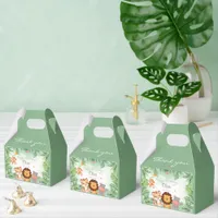 Green Wild Jungle Animals Tropical Boy Birthday Favor Boxes