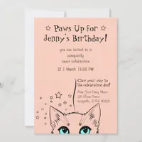 Chic Cat-Themed Birthday Celebration Invitation