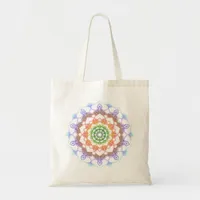 Multicolor Rainbow Mandala Pattern Tote Bag