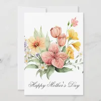 Pretty Watercolor Florals Mothers Day Card