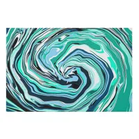 Blue, Teal, Turquoise and White Swirls Marble Art  Faux Canvas Print
