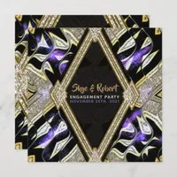 Purple Gold & Black Glamour Engagement Party Invitation